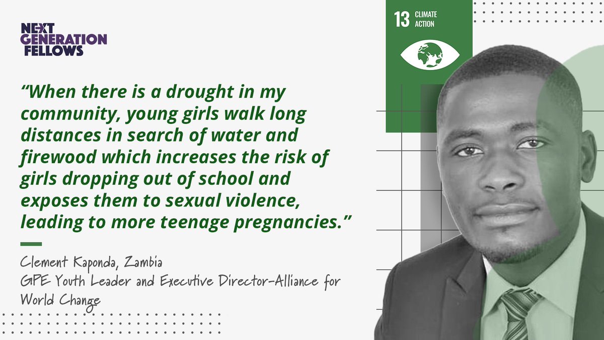 NxtGenFellows's tweet photo. It is critical that we develop cross-activism partnerships to achieve the SDGs.

@clementkaponda, @GPforEducation Youth Leader and Executive Director for Alliance for World Change, speaks on how #climatechange disproportionately affects women and girls. ♀️

#LetsActivate #16Days https://t.co/5JqZS9qiFS