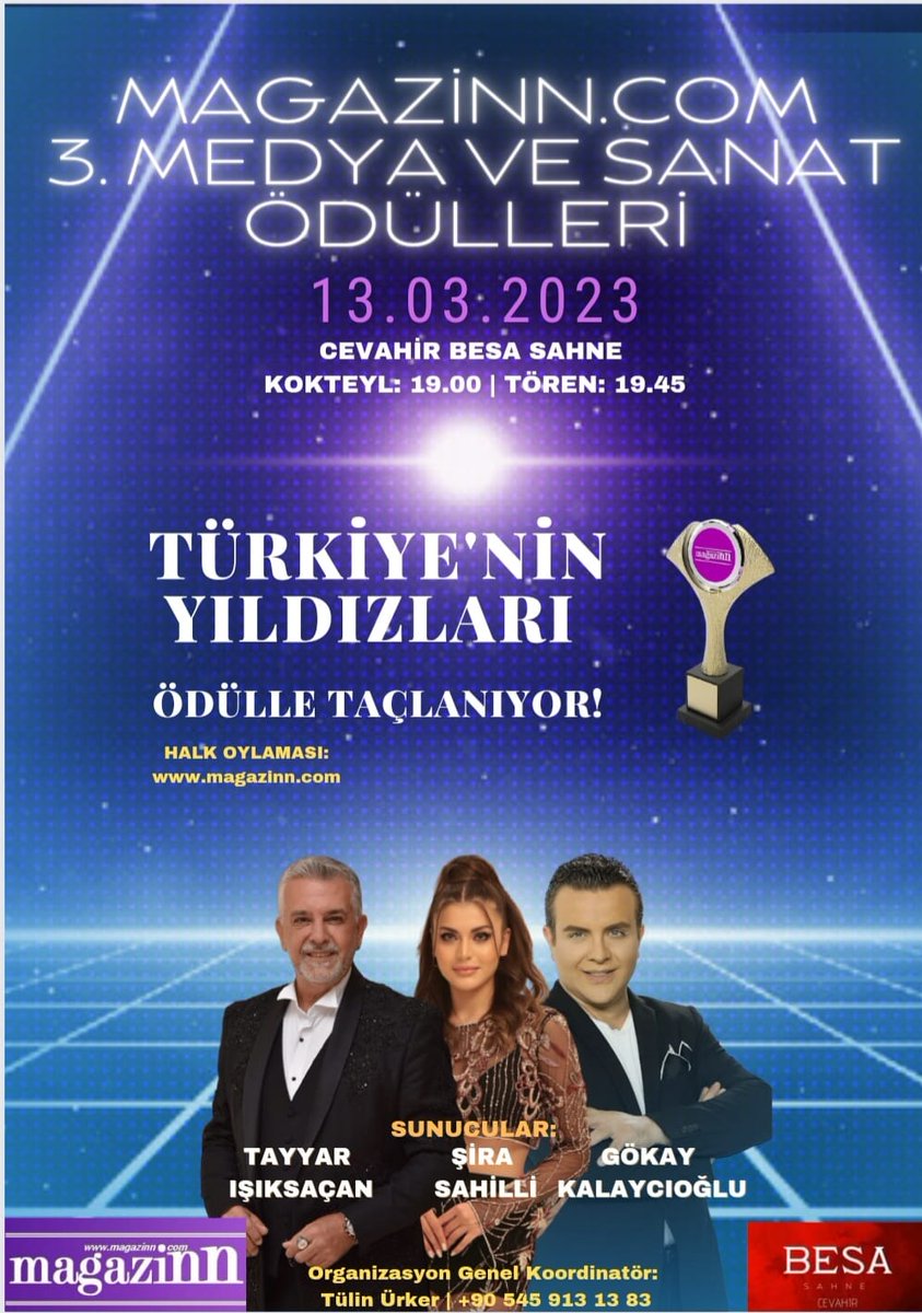 Magazinn.com 3.Medya ve Sanat Ödülleri töreni 13 Mart 2023'de gerçekleşecek. Halk oylaması çok yakında başlayacak.