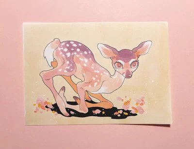 original marker art for my `rainbow' fawns now in my shop!these are small pieces and the pricing is much lower than usual. if you have been wanting to snag one of my originals but price has been an issue, you may wish to give it a look :3(additional info/pics/link in thread) 