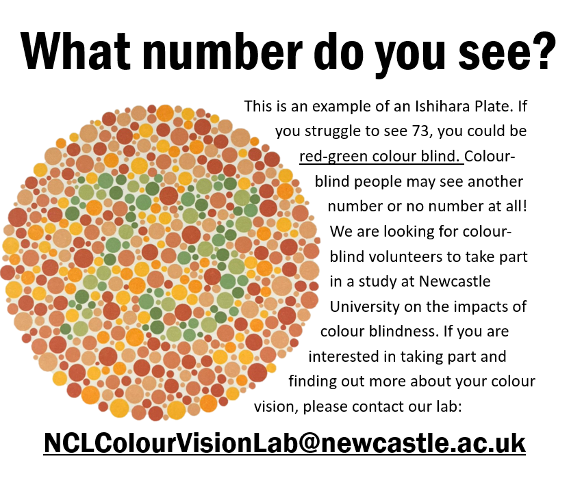Cat Pattie (@c_pattie1) on Twitter photo Another message from your friendly neighbourhood colour vision scientist: We are still looking for colour-blind children and adults to take part in our study in person at Newcastle University where you can learn more about your colour vision! #cvd #colourblind <a href="/colourblindorg/">ColourBlindAwareness 🇺🇦 🌻</a> Another message from your friendly neighbourhood colour vision scientist: We are still looking for colour-blind children and adults to take part in our study in person at Newcastle University where you can learn more about your colour vision! #cvd #colourblind <a href="/colourblindorg/">ColourBlindAwareness 🇺🇦 🌻</a>