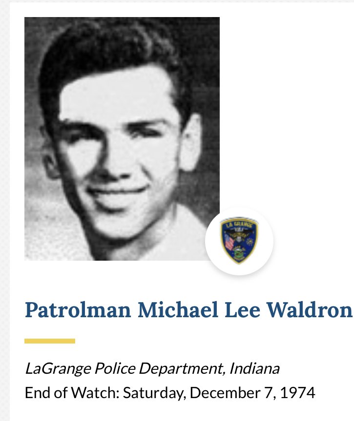 Alexandria Police Department
Merchant Policeman George W. Lee
E.O.W. 12/7/1899

LaGrange Police Department
Patrolman Michael Lee Waldron
E.O.W. 12/7/1974