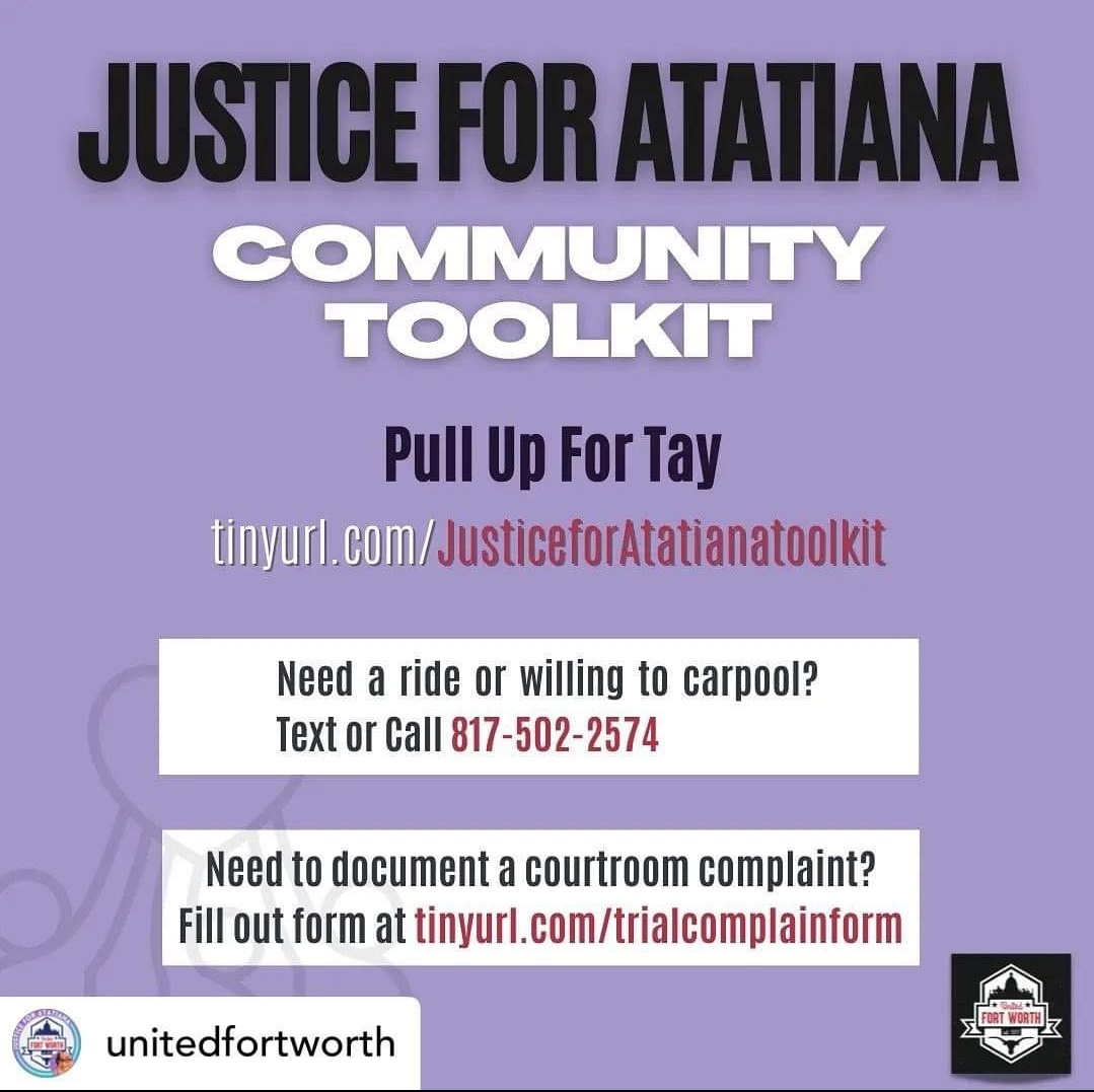 From Pam Young: Check out <a href="/UnitedFWTx/">United Fort Worth</a> trial toolkit that covers info on parking near the court house, important things to note for rules in the courtroom, and ways to support and stay informed! tinyurl.com/JusticeforAtat…