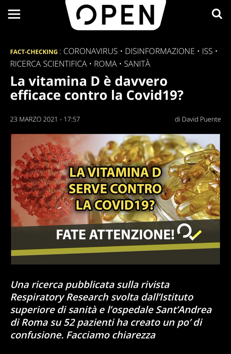 Quando <a href="/DavidPuente/">David Puente</a> scriveva che “L’assunzione della vitamina D in una situazione di non carenza potrebbe risultare dannoso”
