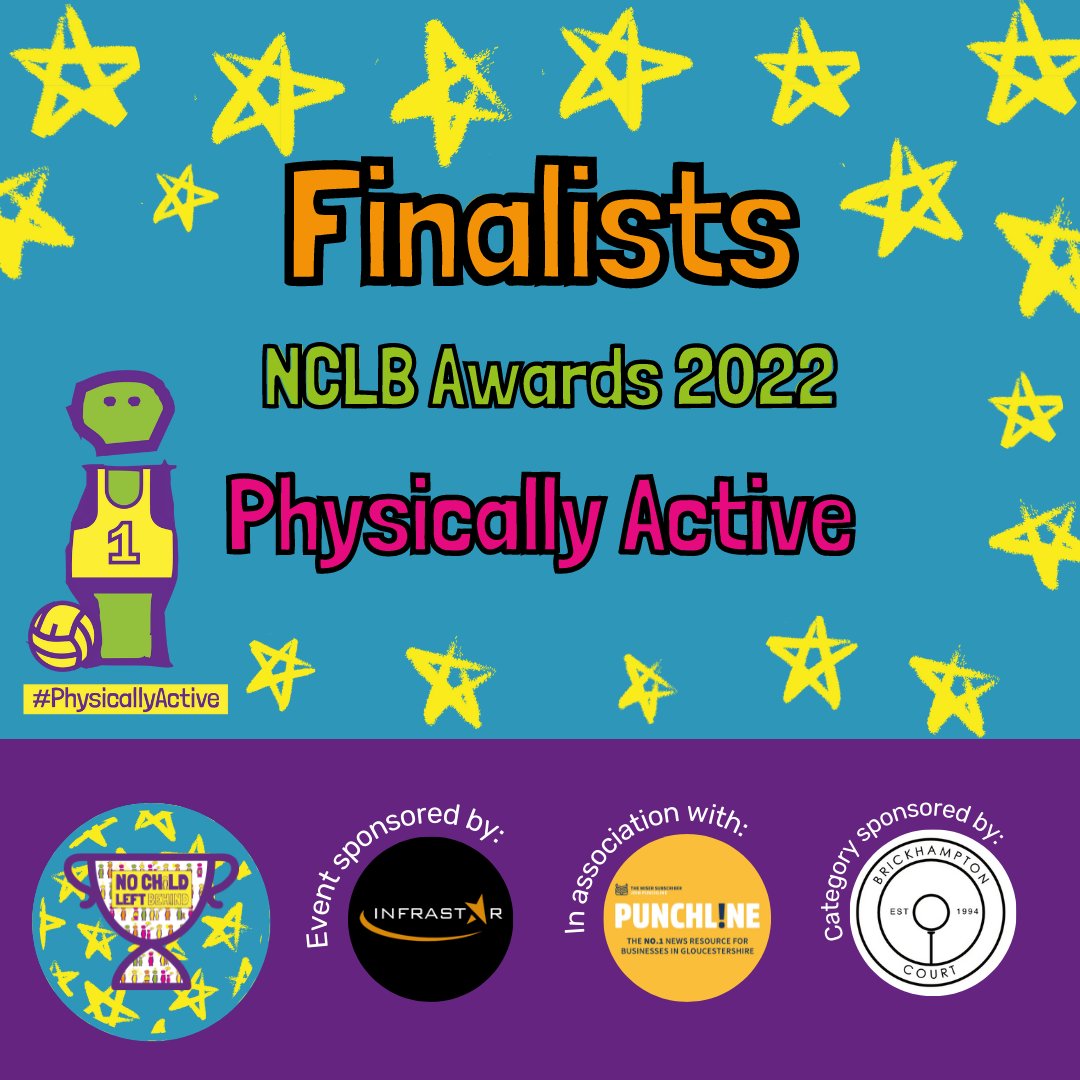 Encouraging families across the town to get moving, the #PhysicallyActive finalists are: @MoveMoreCIO, @Justcampsinfo and @CTFCCommunity sponsored by 
@Brickhamptongc!⚽️🎾⛳️

#NCLBAwards2022

@PunchlineGlos
 
@infrastar_uk