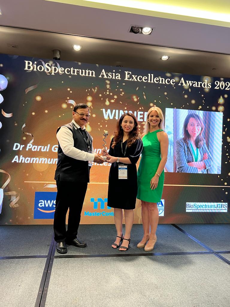 We back women to the hilt <a href="/5FWorld/">5F World</a> . Here is our early investee Parul Ganju getting the Best Woman Entrepreneur Award in Singapore for <a href="/ahammune/">Ahammune Biosciences</a> .
