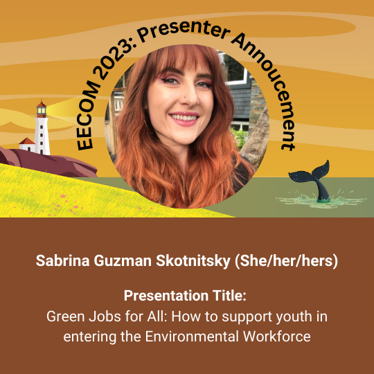 eecom_info's tweet photo. #EECOM Speaker Annoucement: Sabrina Guzman Skotnitsky! Sabrina will be discussing her report: Build Back Better: Expanding Green Jobs for Youth Post-Pandemic (2021), advocating for the equitable inclusion of youth in the transition to a low-carbon economy. Register for EECOM now! https://t.co/sUt7MjgrMB
