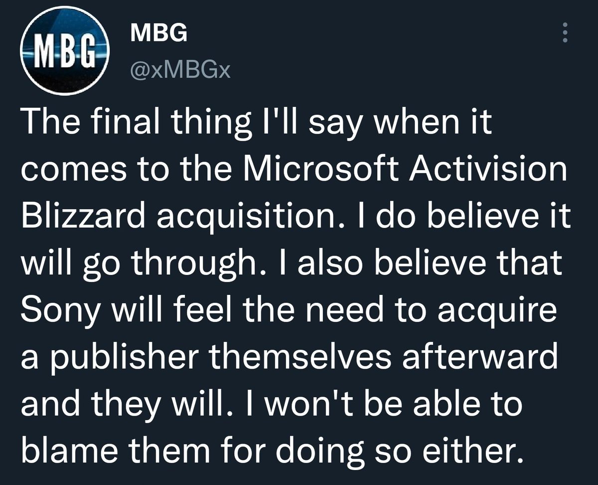 The receipt to end all receipts, folks.

Who wants a bet @xMBGx will be back talking about the Activision Blizzard deal if he can misconstrue it into a negative for Xbox and a net positive for PlayStation to feed his gaggle of followers? https://t.co/zFJS99OC4H