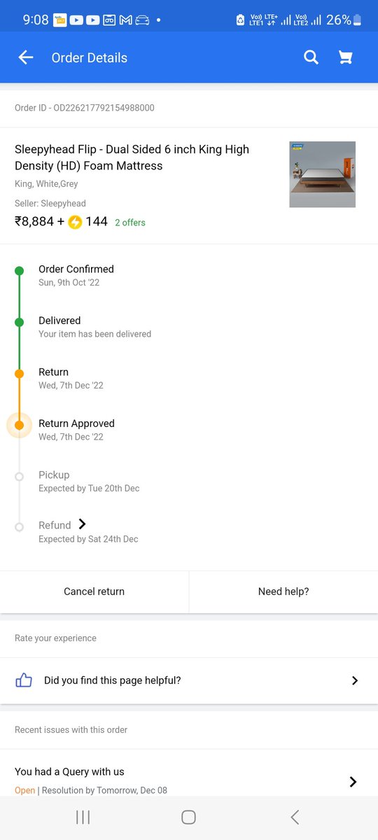 amritheda's tweet photo. @_Kalyan_K kindly check your service.i am sorry to say that even after 2 months you didnt pickup my return order nor refund amount.onle date extended without my consent https://t.co/7FlnQz0dKg