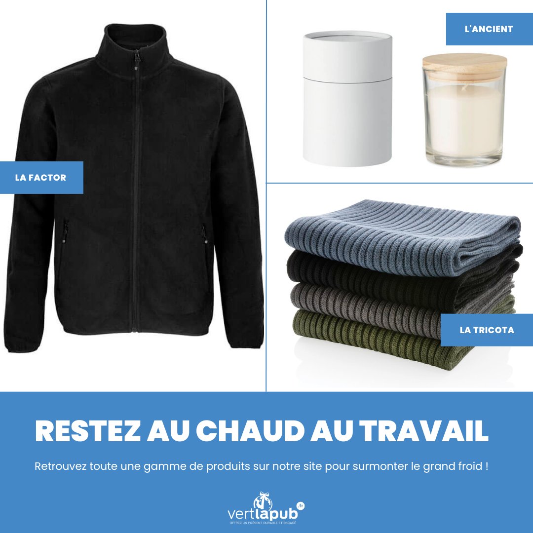 Restez au chaud au #travail ! 🔥🕯

N’attendez plus pour #commander vos #objets #publicitaires #personnalisables pour surmonter la #période #hivernale ! ❄️

Pour cela, rendez-vous sur notre #site internet ! 🧑🏻‍💻🌱
vertlapub.fr