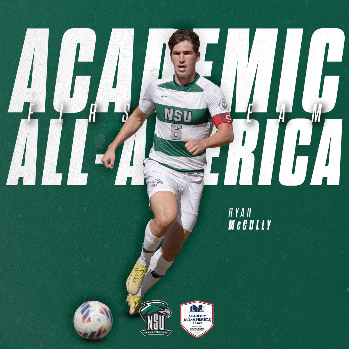 On the field✅
In the classroom✅

Ryan McCully is a First Team selection and the 𝗼𝗻𝗹𝘆 three-time Academic All-America at NSU.  

Story - bit.ly/3uxksNu