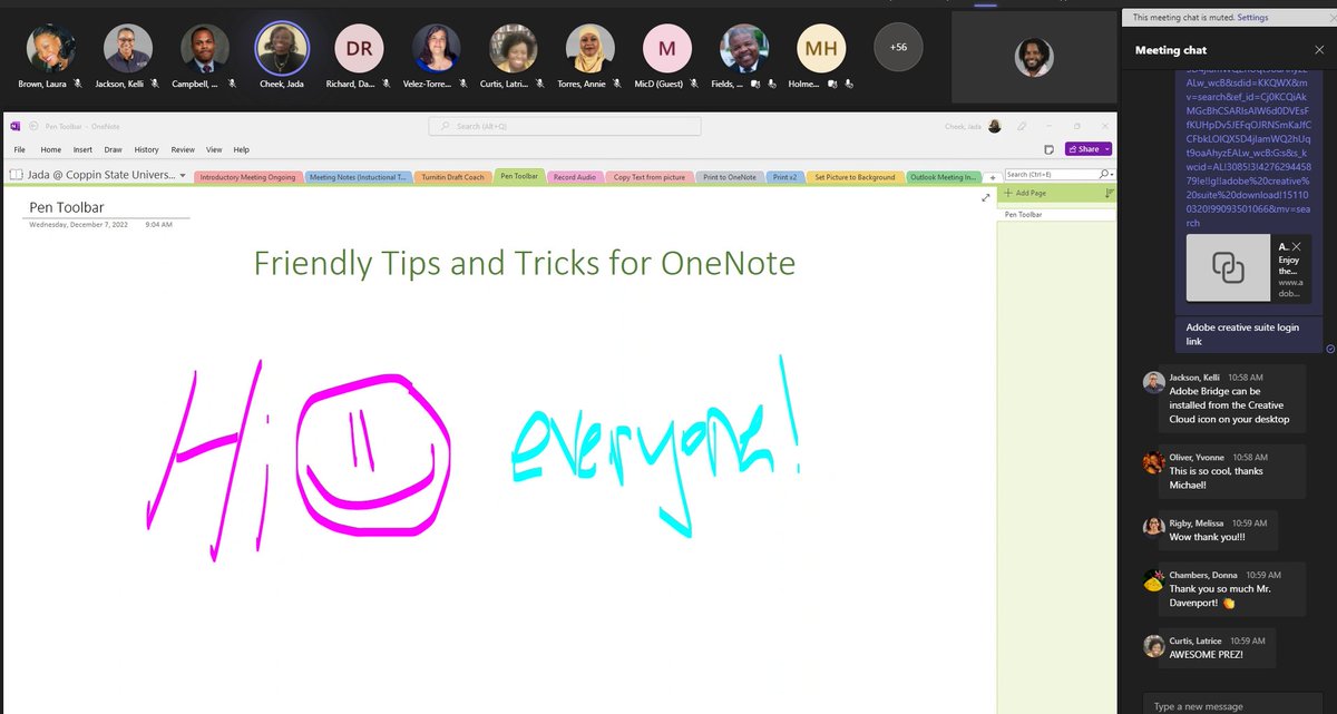 CoppinStateTech's tweet image. Jada Cheek on tips for using One Note for daily productivity #csutech