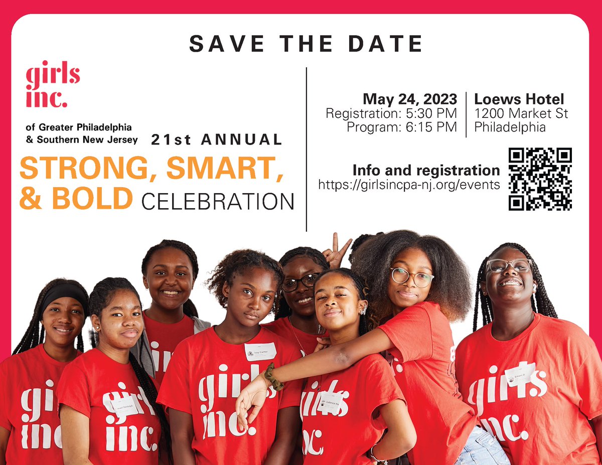 🎉 SAVE THE DATE! Our 21st annual Strong, Smart, & Bold Celebration is on May 24, 2023! We are so excited to celebrate the next generation of future leaders and we’re looking forward to seeing you all there! For more info and registration visit girlsincpa-nj.org/events/