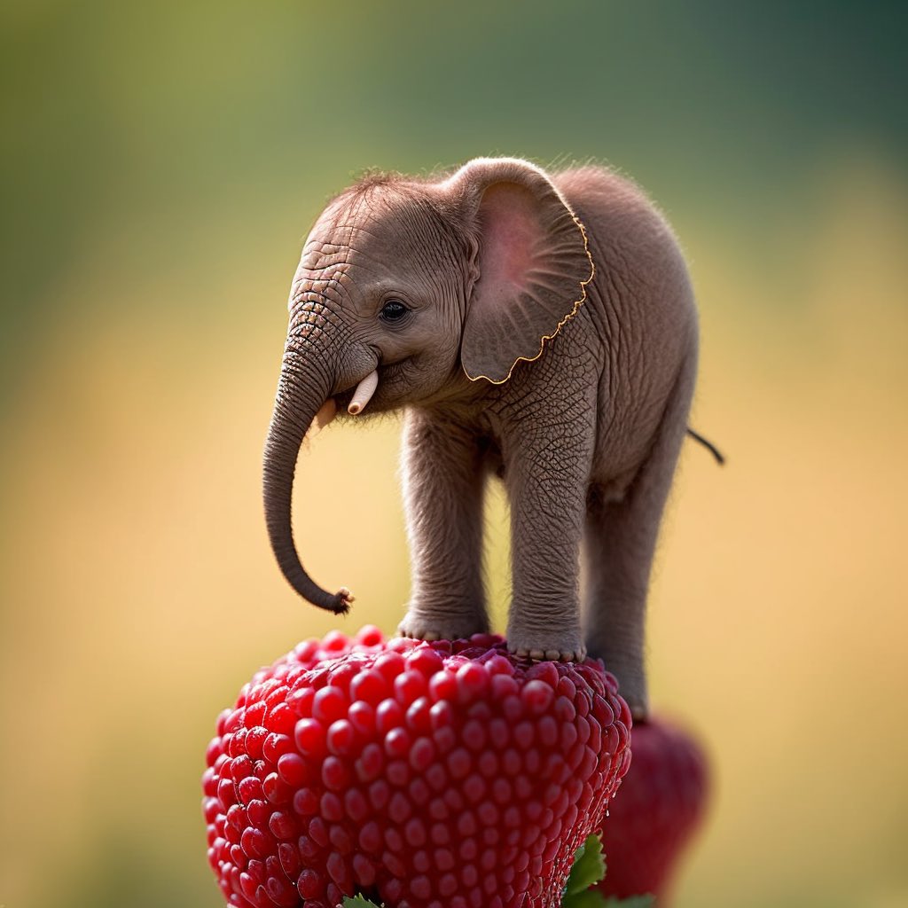 memableAI's tweet photo. @nocontextmemes Elephant on a strawberry https://t.co/hEV2GgQ12i