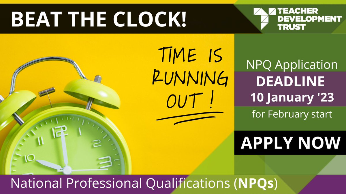 Registrations for NPQs starting in Feb 2023 with <a href="/PrinceHenrysHub/">PrinceHenrysHub</a> and <a href="/TeacherDevTrust/">Teacher Development Trust</a> are open, but time and spaces are running out! Find out more and register your interest here ow.ly/wJqP50LXf7Z
