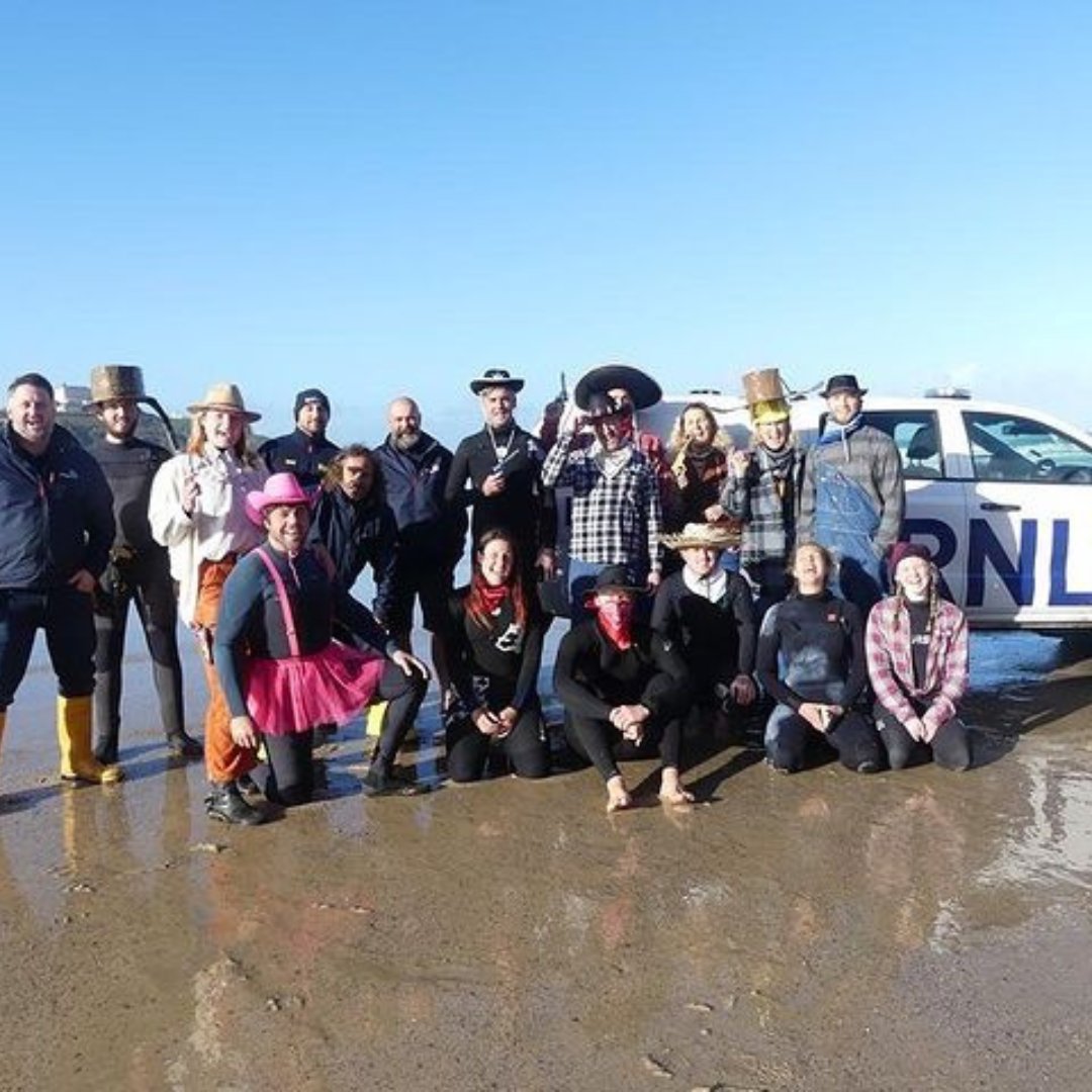 RNLI's tweet photo. We don't remember Clint Eastwood wearing a tutu but we love it regardless. 🤠

A big thank you @NewquayActivity &amp; Outdoor Activity Instructor Academy for raising £400 at their Western themed fundraiser. 

📷  mjfotoscornwall 

#RNLI #Surfing #TeamRNLI #SurfComp #FundraisingIdeas https://t.co/fuLSvfevfF