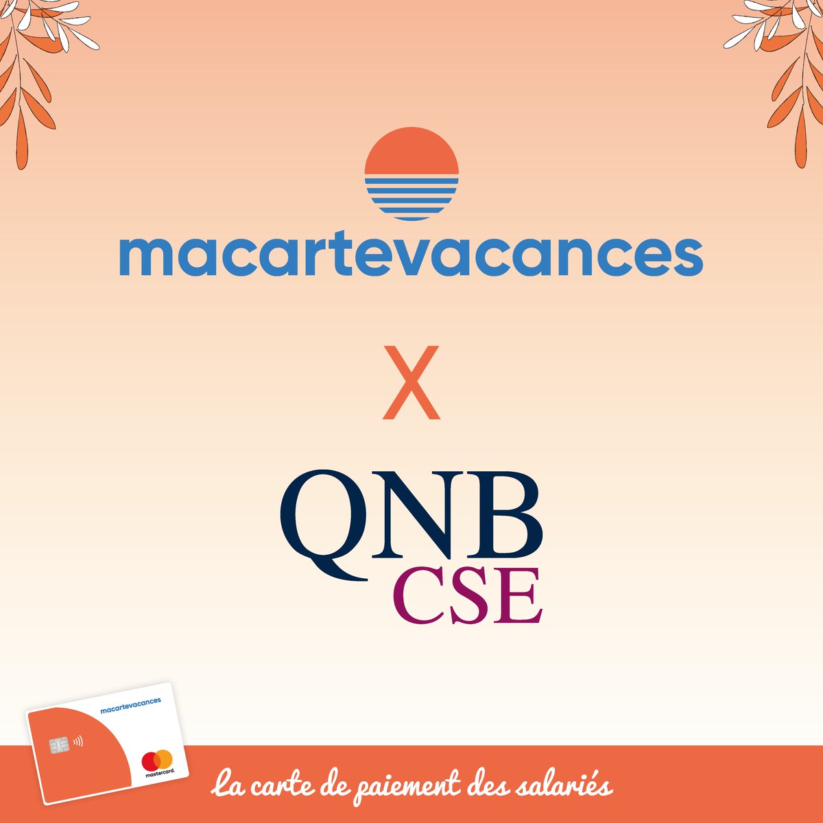 [ 🔔 ALERTE NOUVEAU PARTENARIAT 🔔 ] 
macartevacances X CSE QNB (Quatar National Bank)

Le CSE de la QNB a fait le choix d'offrir le meilleur pour l'ensemble de ses bénéficiaires.

#mastercard #cartedepaiement #macartevacances #cse #salariés