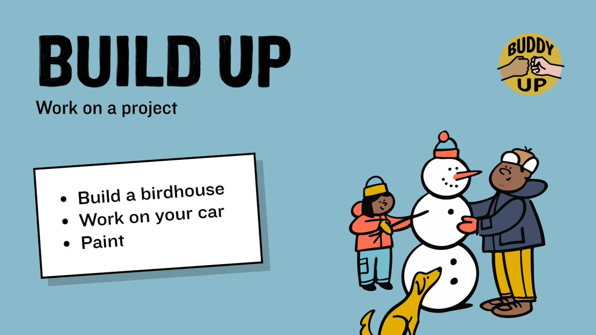 cspyyc's tweet photo. This week, work on a project with a buddy. While you’re working, you might ask how they’re really doing, or you might just have a good time working together. Either way, spending time together can deepen connections. https://t.co/q4F0aSXpAC  #BuddyUp https://t.co/YJn24xCG79