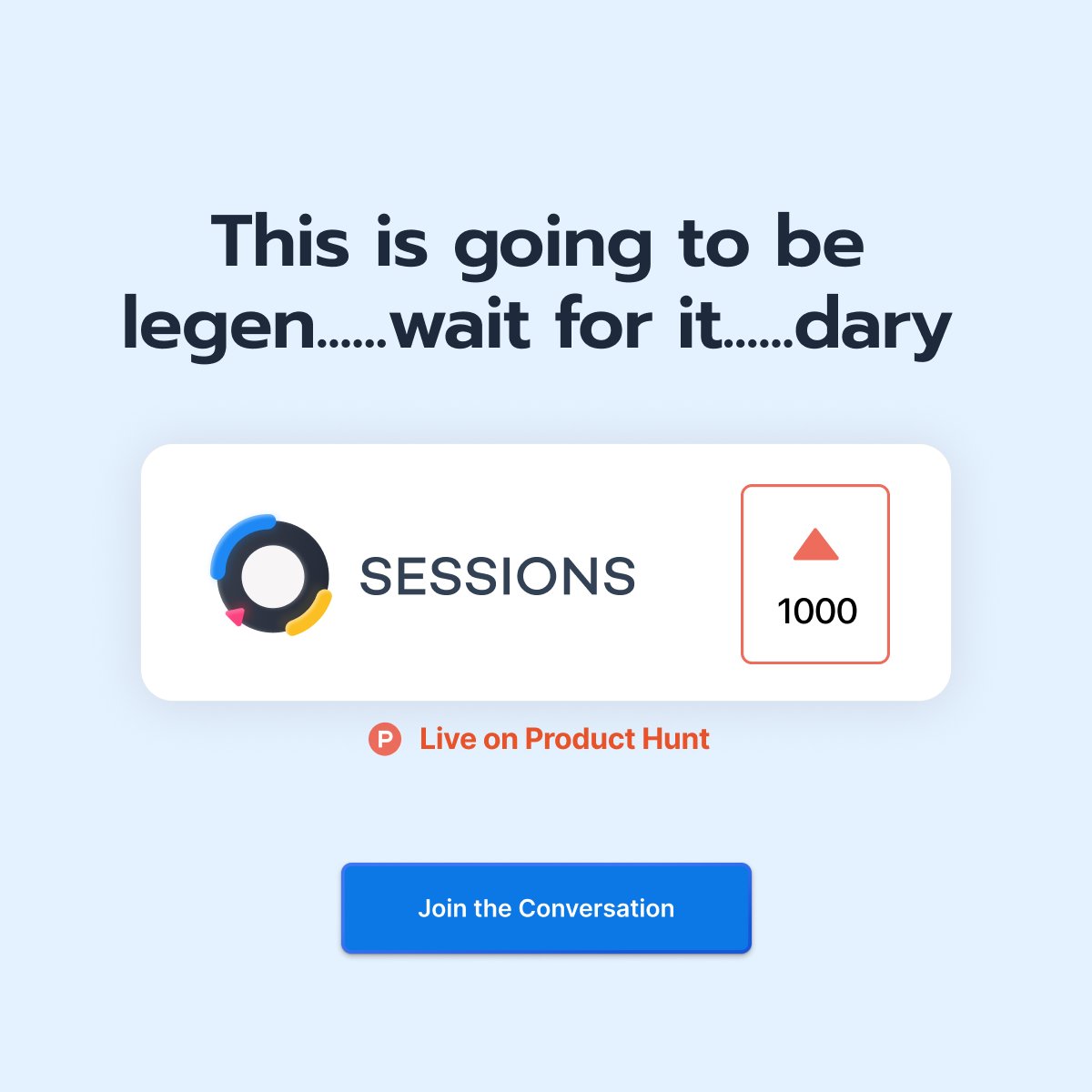 We knew we could count on you when it mattered most. You're the best! We quickly reached 1000 votes, but the battle isn't over yet.

Support Sessions on Product Hunt producthunt.com/posts/sessions… 

#productivity #producthunt #productoftheday #productoftheweek #goldenkitty #sessions