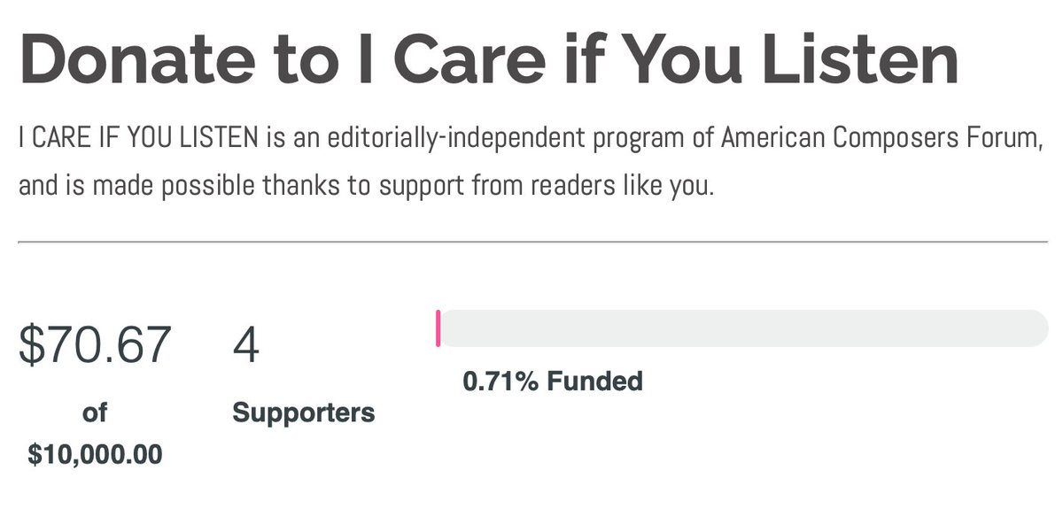 Amanda Cook (@arcookmusic) on Twitter photo Hi friends. We have a really ambitious goal of raising $10k for <a href="/icareifulisten/">I CARE IF YOU LISTEN</a> before the end of the year. A gift to our campaign helps us continue to pay every single writer who contributes to the site while keeping our articles free for everyone. icareifyoulisten.com/donate/ Hi friends. We have a really ambitious goal of raising $10k for <a href="/icareifulisten/">I CARE IF YOU LISTEN</a> before the end of the year. A gift to our campaign helps us continue to pay every single writer who contributes to the site while keeping our articles free for everyone. icareifyoulisten.com/donate/