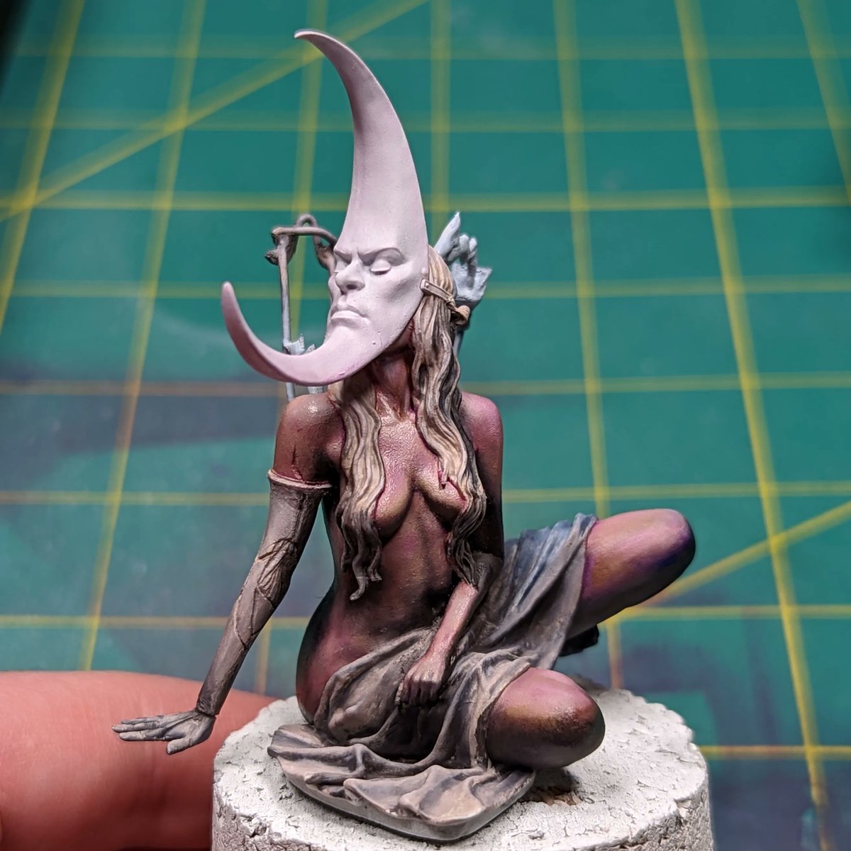 SteepTPainting's tweet photo. Skin tones are looking great, now onto the tech! I’m super happy with how she is looking so far! I do need to glaze on more blue and magenta once everything has dried! But I’m super pleased so far ☺️! https://t.co/AQCKUzoAON