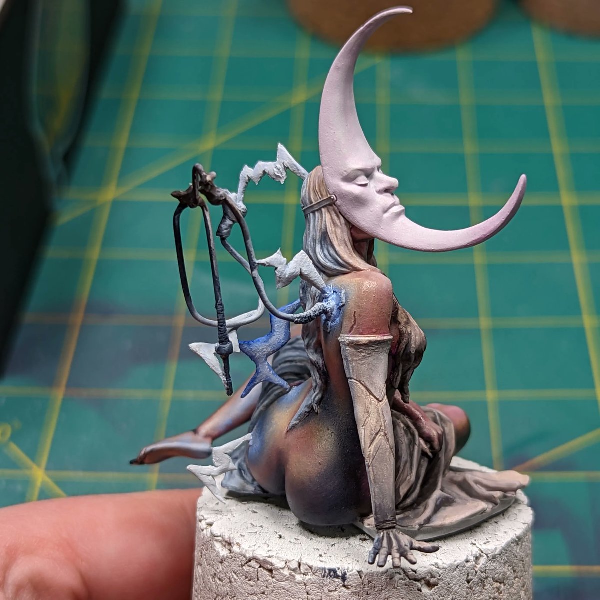 SteepTPainting's tweet photo. Skin tones are looking great, now onto the tech! I’m super happy with how she is looking so far! I do need to glaze on more blue and magenta once everything has dried! But I’m super pleased so far ☺️! https://t.co/AQCKUzoAON