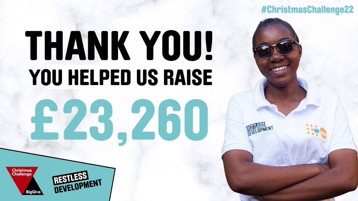 🎉WE DID IT! Together we raised £23,260 during the <a href="/BigGive/">Big Give</a> Christmas Challenge! 

Thank you for supporting young people around the world to get business skills training, shape their own futures, claim their rights and transform their communities. 🌍 #ChristmasChallenge22