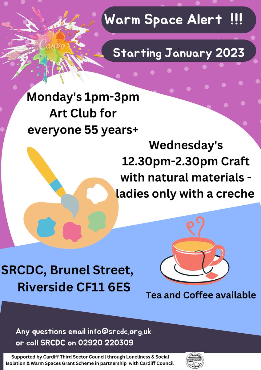 Starting in January ... Warm Space #riverside chat, cuppa, create ....for Ladies <a href="/C3SC_Community/">Cardiff Community @C3SC</a>