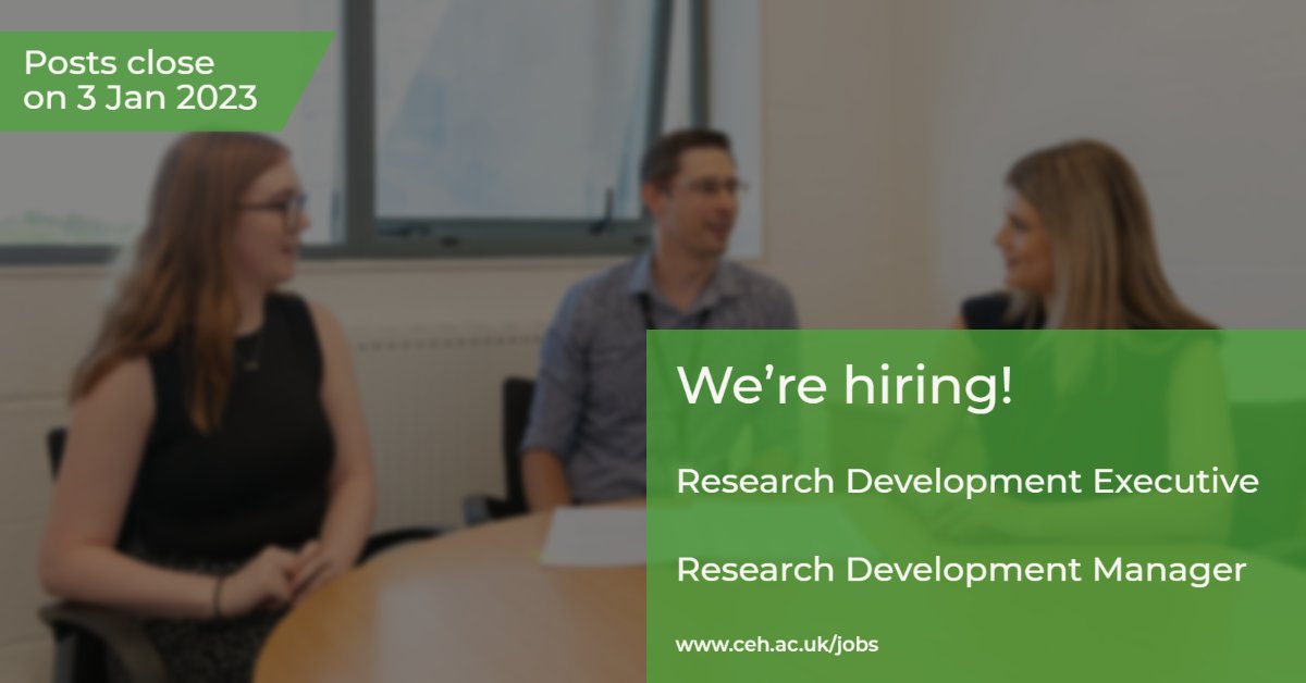 #Hiring: We have TWO new roles to join a growing team supporting our research development and working with key sectors and stakeholders. Research Development Manager: ceh.wd3.myworkdayjobs.com/en-US/CEH_Care… Research Development Executive: ceh.wd3.myworkdayjobs.com/en-US/CEH_Care… #ScienceJobs #UKCEHJobs