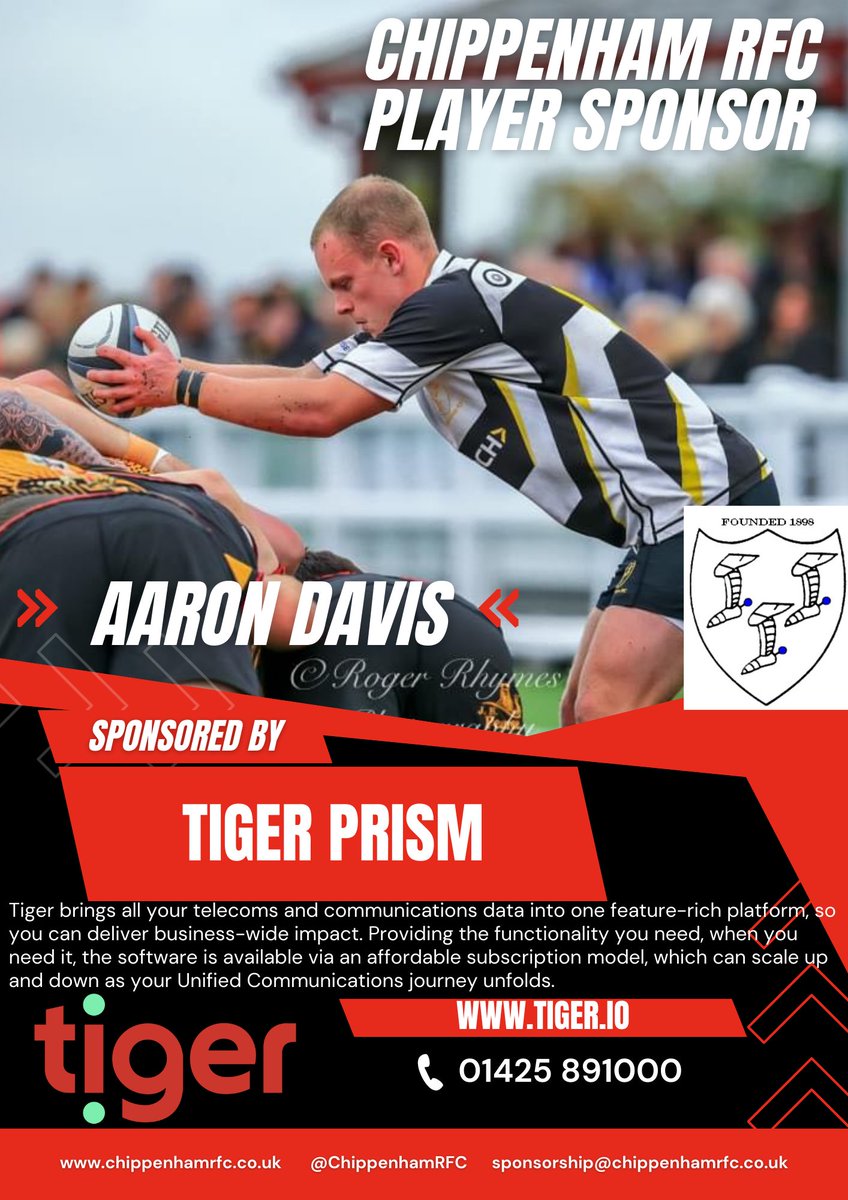 ChippenhamRFC's tweet image. Chippenham RFC Player Sponsor Update

Its great @tiger_analytics have kindly agreed to sponsor Aaron Davis for the 2022/23 Season

Their support for community sport is greatly valued &amp;amp; we look forward to welcoming the brilliant Tiger Prism team to Allington Fields soon

#ThankYou