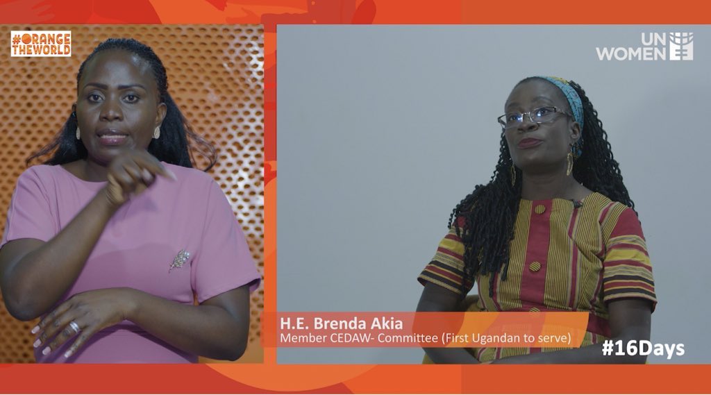 HE Brenda Akia,Member CEDAW Committee further says,with the impact of climate change like flooding and landslides or drought happening,what usually results is destruction of property hence people are displaced and forced to migrate…
#16Days 
#OrangeTheWorld 
#PushFoward
