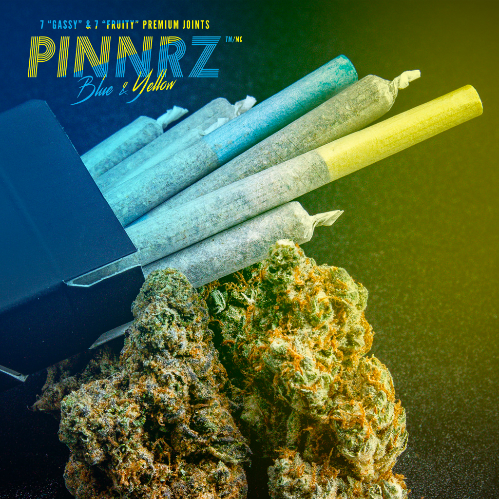 Get the best of both worlds with PINNRZ Mixtape! This convenient 14-pack features 7 PINNRZ Blue (gassy flavours) and 7 PINNRZ Yellow (fruity flavours), each at 20-26% THC.

Each skinny pre-roll is packed with 0.25-grams and carefully hand-twisted and packaged in Bowmanville, On.