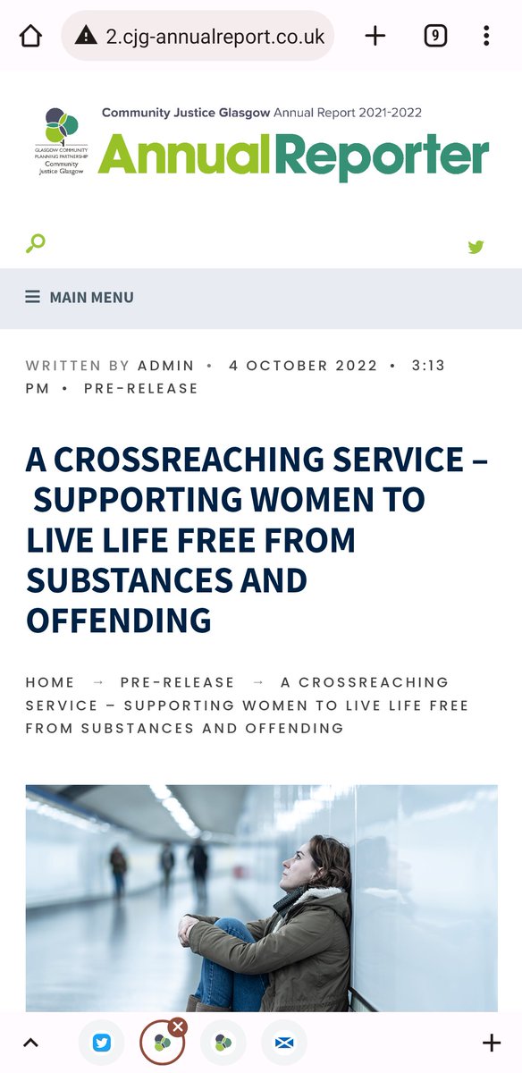 @CJusticeGlasgow Annual Report includes our @CrossReach article CROSSREACHING SERVICE – SUPPORTING WOMEN TO LIVE LIFE FREE FROM SUBSTANCES AND OFFENDING #recovery #Equality #womeninrecovery #justice