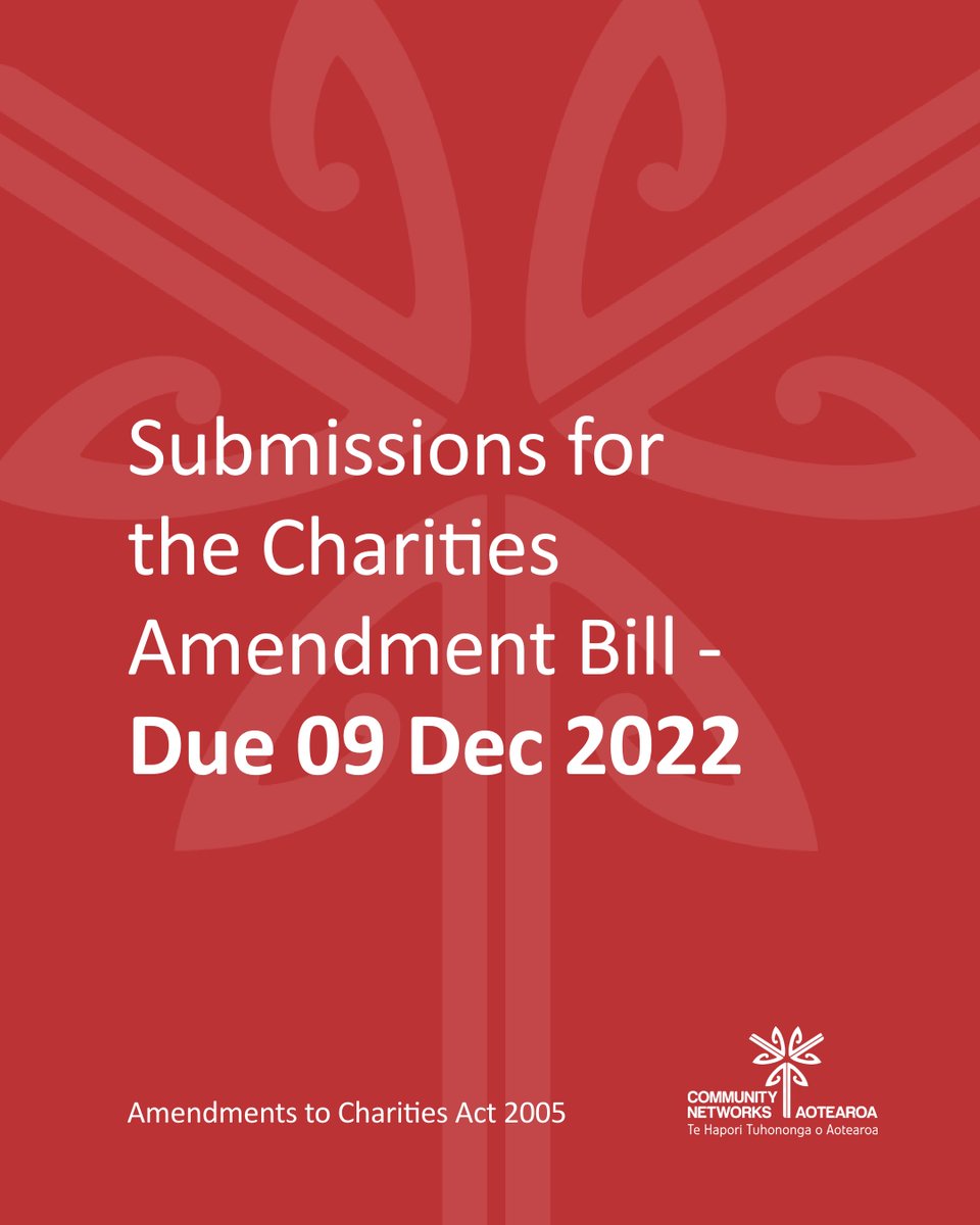 CommunityOrgs's tweet image. LAST CHANCE to sign our submission for the Charities Amendment Bill! ⏳ Read the full submission here communitynetworksaotearoa.org.nz/cna-submissions and email eo@communitynetworksaotearoa.org.nz if you'd like to add your organisation ✍️