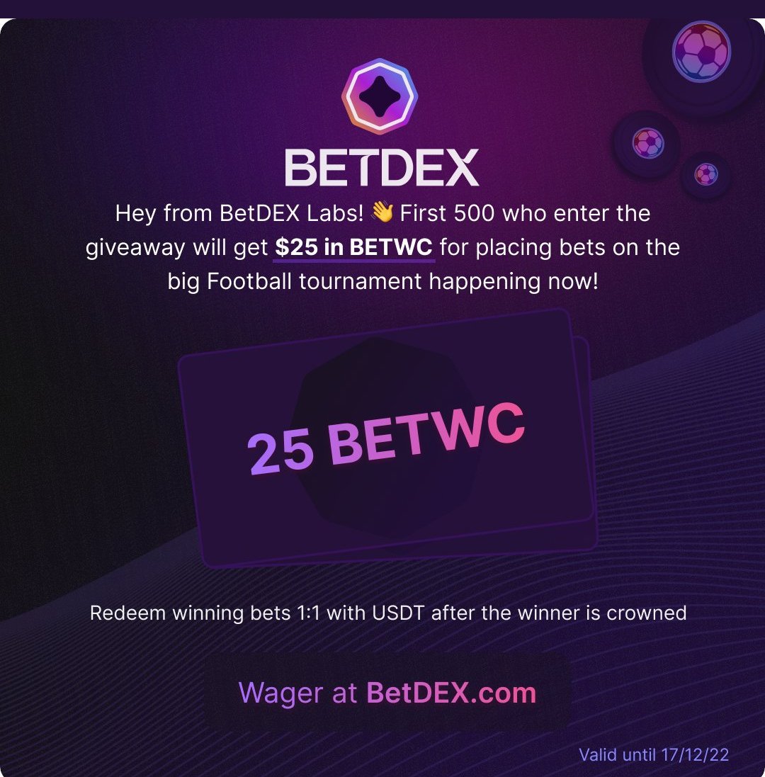 Redlion35's tweet photo. 500-WINNER GIVEAWAY🏆

BetDEX web3 sports 

Teamed up with 
@betdexlabs to giveaway $25 in BETWC to the first 500 who:

1️⃣Follow @BetDEXLabs
2️⃣RT ❤️
3️⃣Reply with your Solana wallet address (BetDEX will send $25 in BETWC directly)👇⏰48hrs

#web3 #metaverse  #bettingsports  #USDT https://t.co/bjjvvz8nno