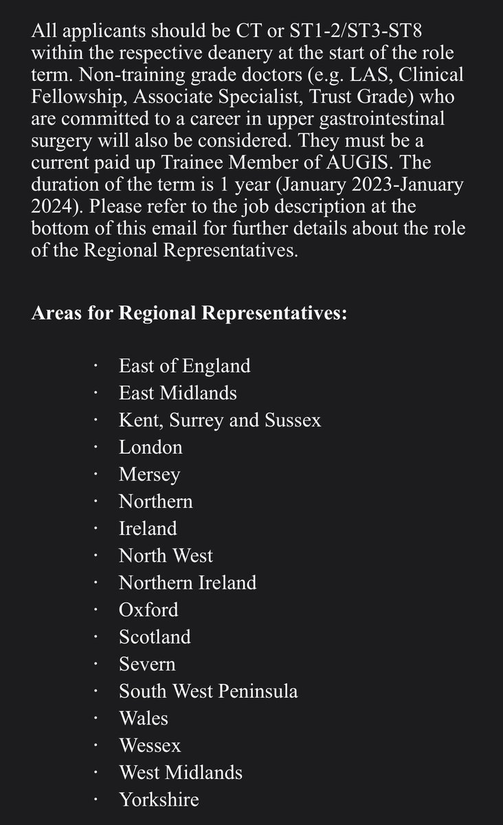 leorbrown's tweet image. The deadline for @roux_group regional rep applications has been extended to 14th Dec 🗓️ All training and non-training grade doctors with an interest in UGI surgery are encouraged to apply. Please contact myself / nichola@augis.org with a 100-word EoI or for more information 🙌🏼