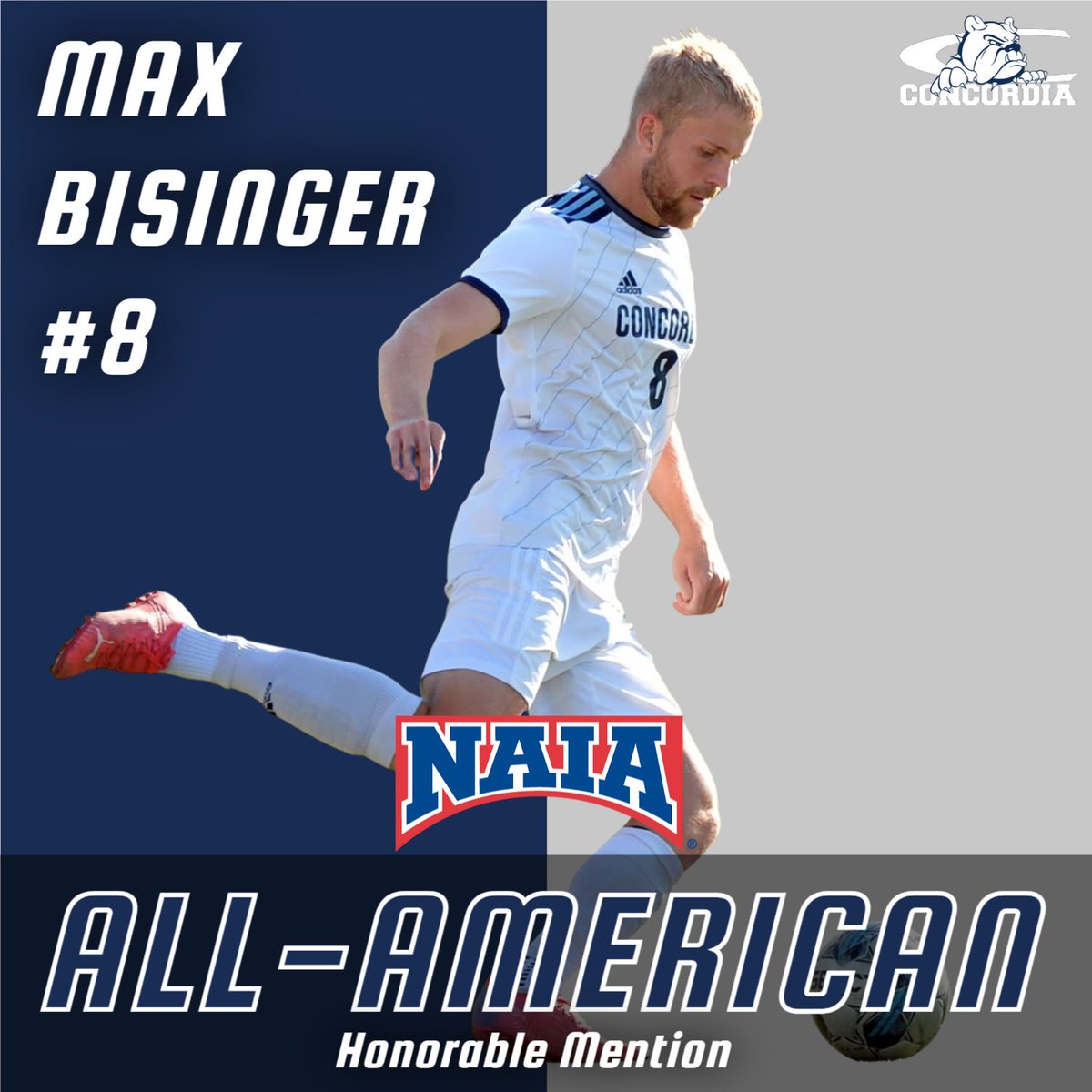 Congrats to <a href="/CUNEMSOC/">CUNE Men's Soccer</a>'s Max Bisinger!

⭐ NAIA Honorable Mention All-American ⭐

⚽ RELEASE ➡️ bit.ly/3Y2mjr9.