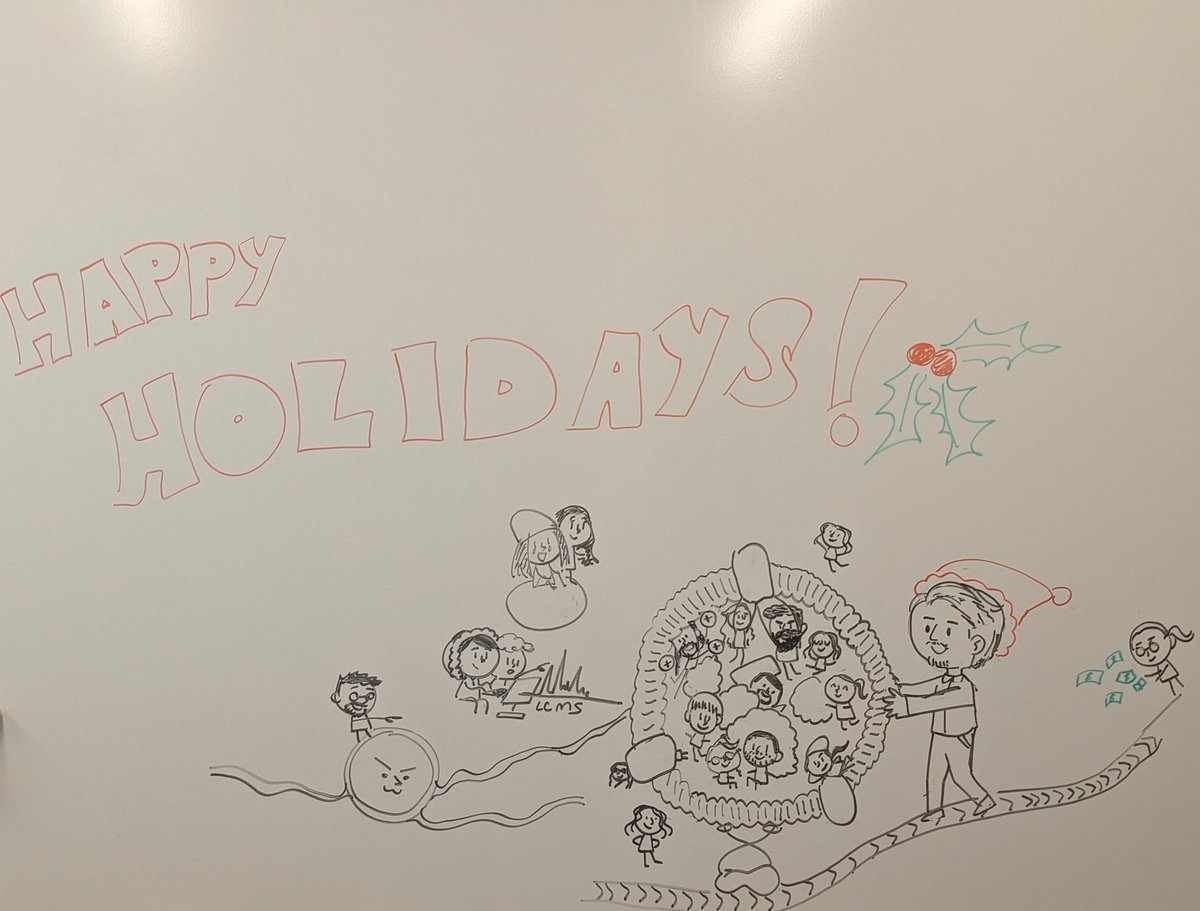 Happy holidays from the @abu_remaileh lab! 

I wonder if you guys can recognize everyone from the website 👀: abu-remaileh.com

Art by <a href="/cindyinsci/">Cindy</a>