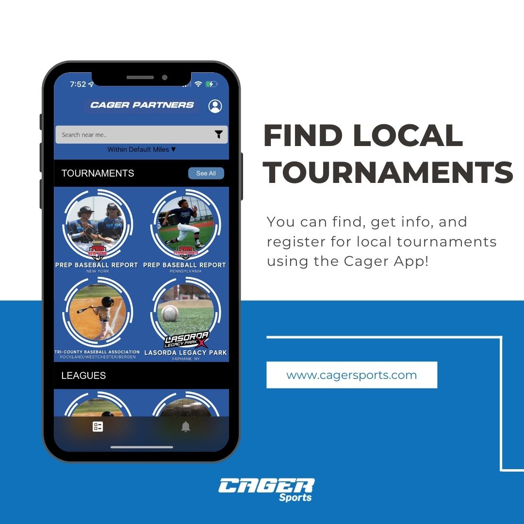 Did you know that you can find tournaments in your area on the Cager App? Download the app now to take advantage of this amazing feature! 

#baseball #softball #baseballlife #softballlife #baseballmom #baseballdad #softballmom #baseballmom #homerun #dinger #homerunderby #hrder...