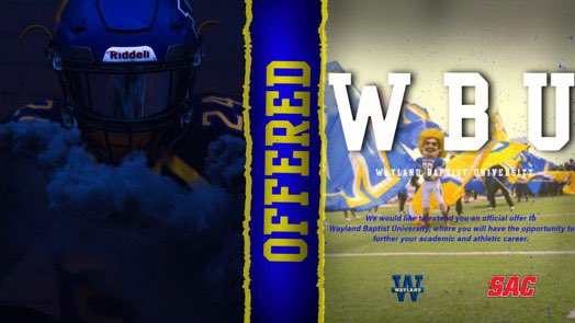 AhijahColeman44's tweet photo. Blessed and honored to receive an offer from Wayland Baptist University @CoachRiser214 @CoachAllenHC @WBU_Bradford @WBUFootball https://t.co/Cxx2riWqc2