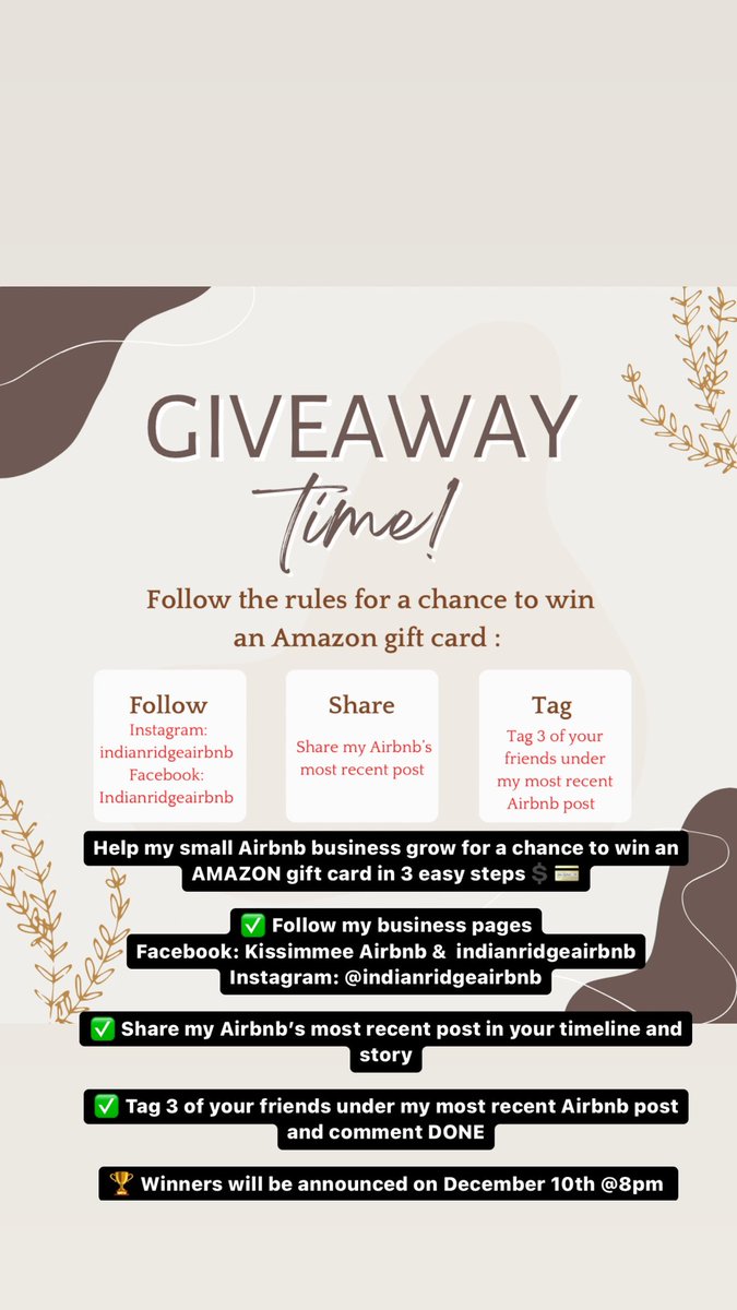 GIVEAWAY TIME🥳⌛️‼️‼️‼️

Help my small Airbnb business grow for a chance to win an AMAZON gift card in 3 easy steps💲💳