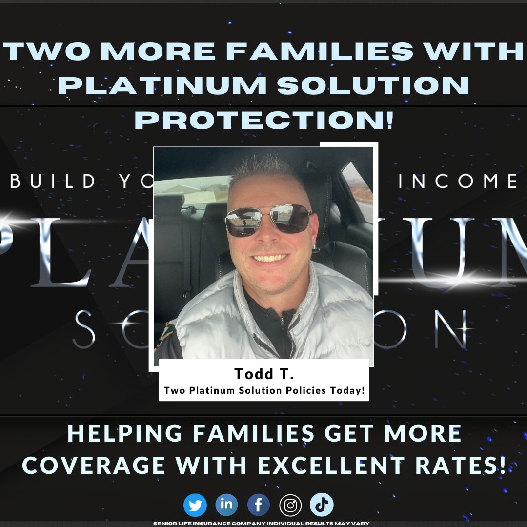 Turnwald_Group's tweet photo. Two more families protected with Platinum Solution!🗣️ #SeniorLifeAllYourLife #SeniorlifeInsuranceCompany #Finalexpense #Medicareagents #Business #Goals #Ignite #TTG https://t.co/xhrhr81WRO