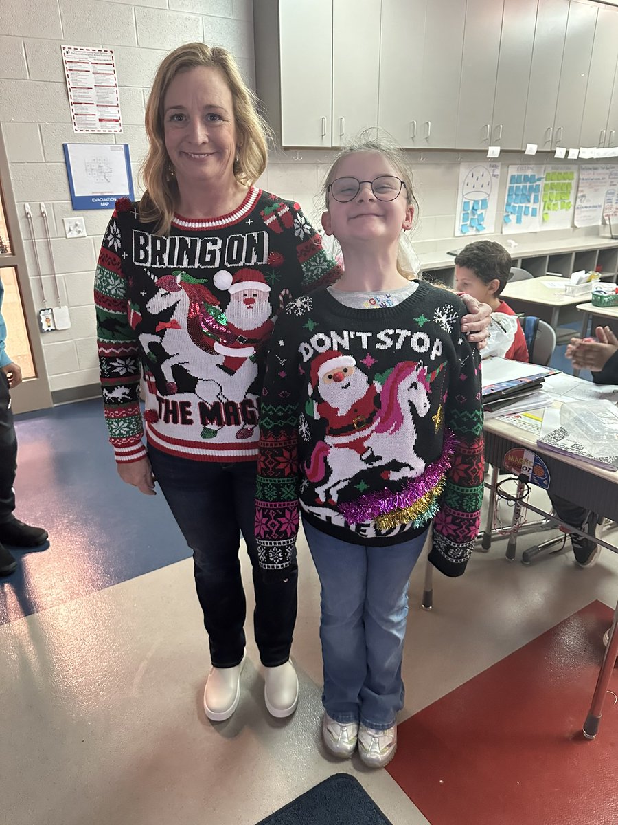 Twinning on Tacky Sweater Day❤️💚<a href="/matoacaES/">Matoaca Elementary</a>
