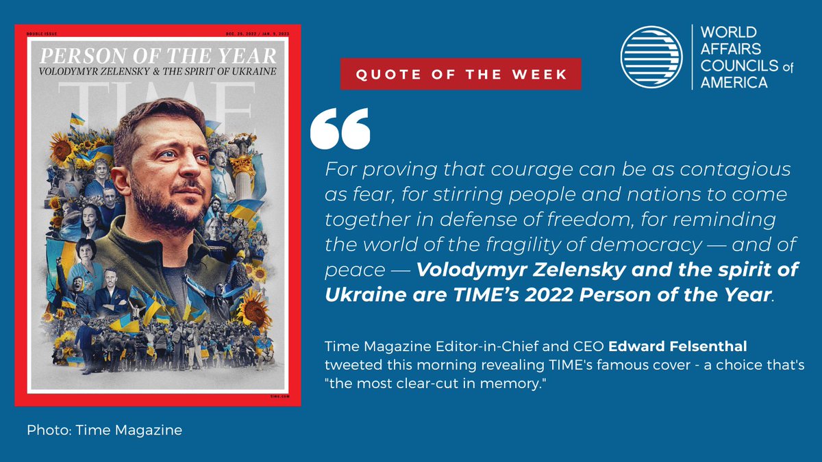 Quote of the Week! Time Magazine has announced its 2022 Person of the Year! To learn more check out our #weeklyworldnewsupdate by clicking the link in the bio! #WACA #worldnews #international #worldaffairscouncilsofamerica #foreignrelations