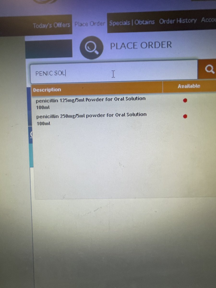 Ladyb1aze's tweet photo. So on @SkyNews this morning they said there was no #shortage of #antibiotics  according to the gov. I beg to differ I work in a busy south London #pharmacy and can not get any antibiotics at all.this is only 4 out of 8 suppliers we use but all 8 have none! #strepA #ScarletFever https://t.co/3FqvtAcwae