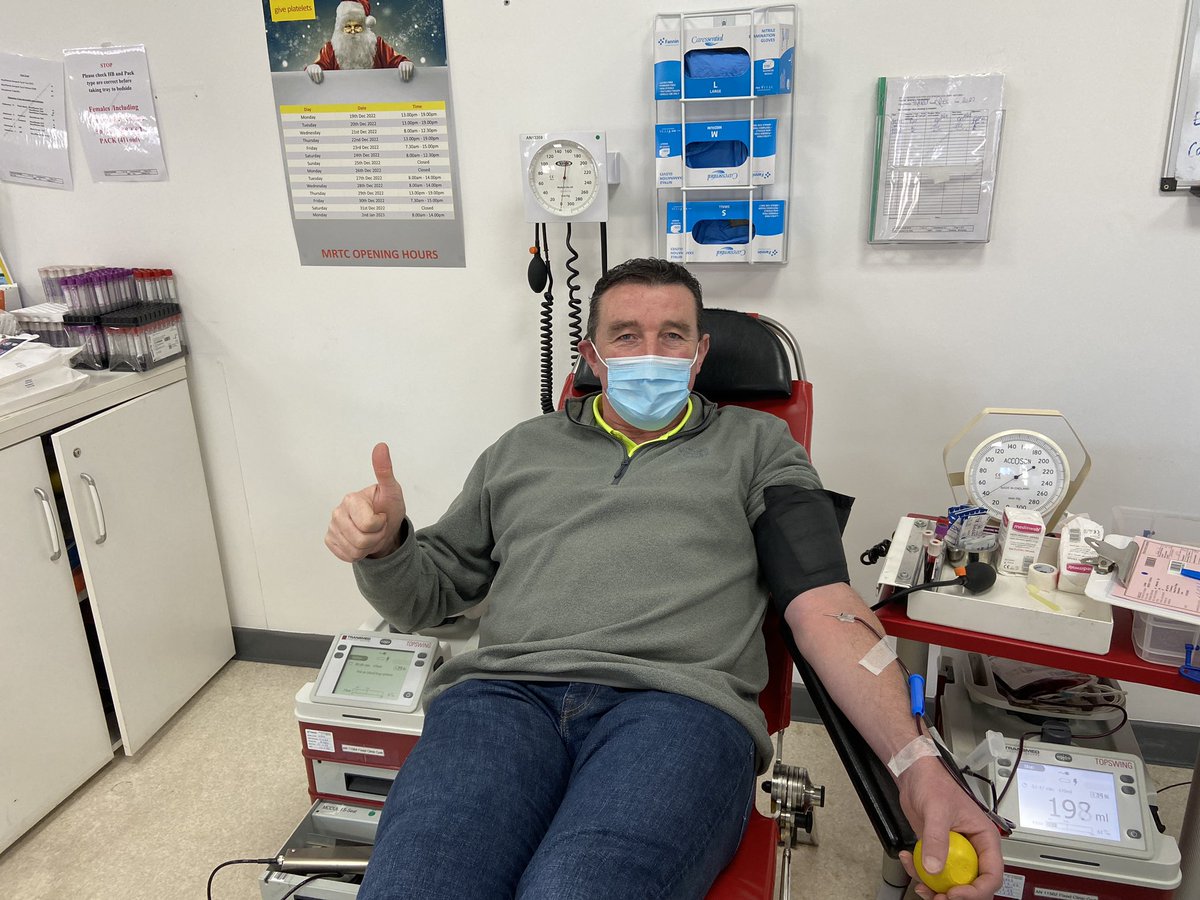PaschalSheehy's tweet photo. 1 month to 2023, almost time for a #NewYearsResolution: would you be a blood donor? Last week, @Giveblood_ie imported 390 units from the NHS, with just 2 days of O negative blood in the bank here. Donation #38 in the bag today — being a blood donor is one of the best things I do. https://t.co/7HFslcD9G4