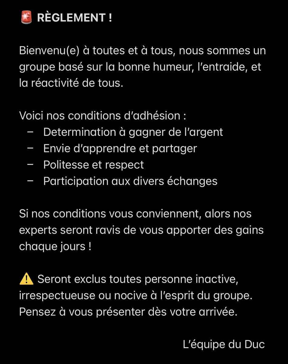 LeducPronos's tweet image. ⚜️ Rejoignez l’équipe sur Telegram !

✔️ Présentation à l’arrivée
✔️ Savoir vivre 
✔️ Activité 

⚠️ Règlement ci-joint.
t.me/+_6C1i8QAUs41M…