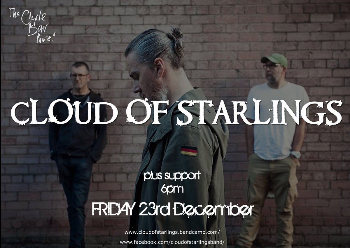 Playing our first gig since covid ruined our chance to play king tuts! 

Come see <a href="/starlingsrock/">cloudofstarlings</a> in The Clyde Bar Helensburgh on Friday 23rd December. It’s an early one so youz can get back up the road to see yer mammy if you’re home for Christmas.