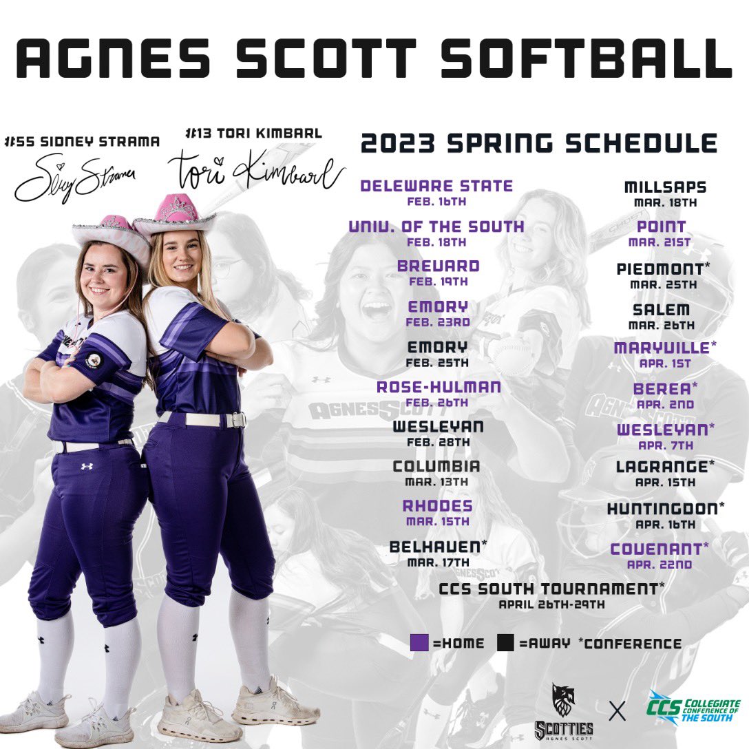 AgnesScottSB's tweet photo. Get Ready… Let’s Go!!! Introducing the 2023 Softball Schedule.
#jordanyear #team23 #live4it #fearthedog https://t.co/QC6b8NaZLT