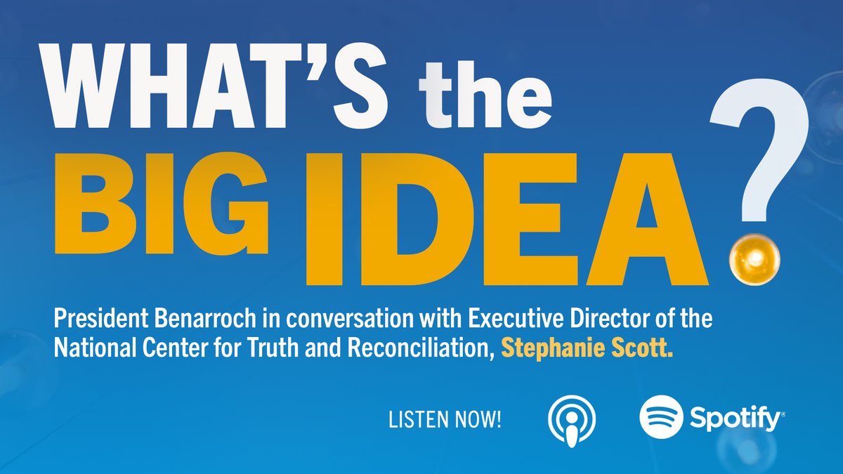 The fourth episode of "What's the Big Idea?" podcast featuring President Benarroch in conversation with Executive Director of <a href="/NCTR_UM/">NCTR</a>, Stephanie Scott, is now available.

Listen now: bit.ly/3eIWElt

#UManitoba #UMBigIdea <a href="/umindigenous/">UM Indigenous</a>