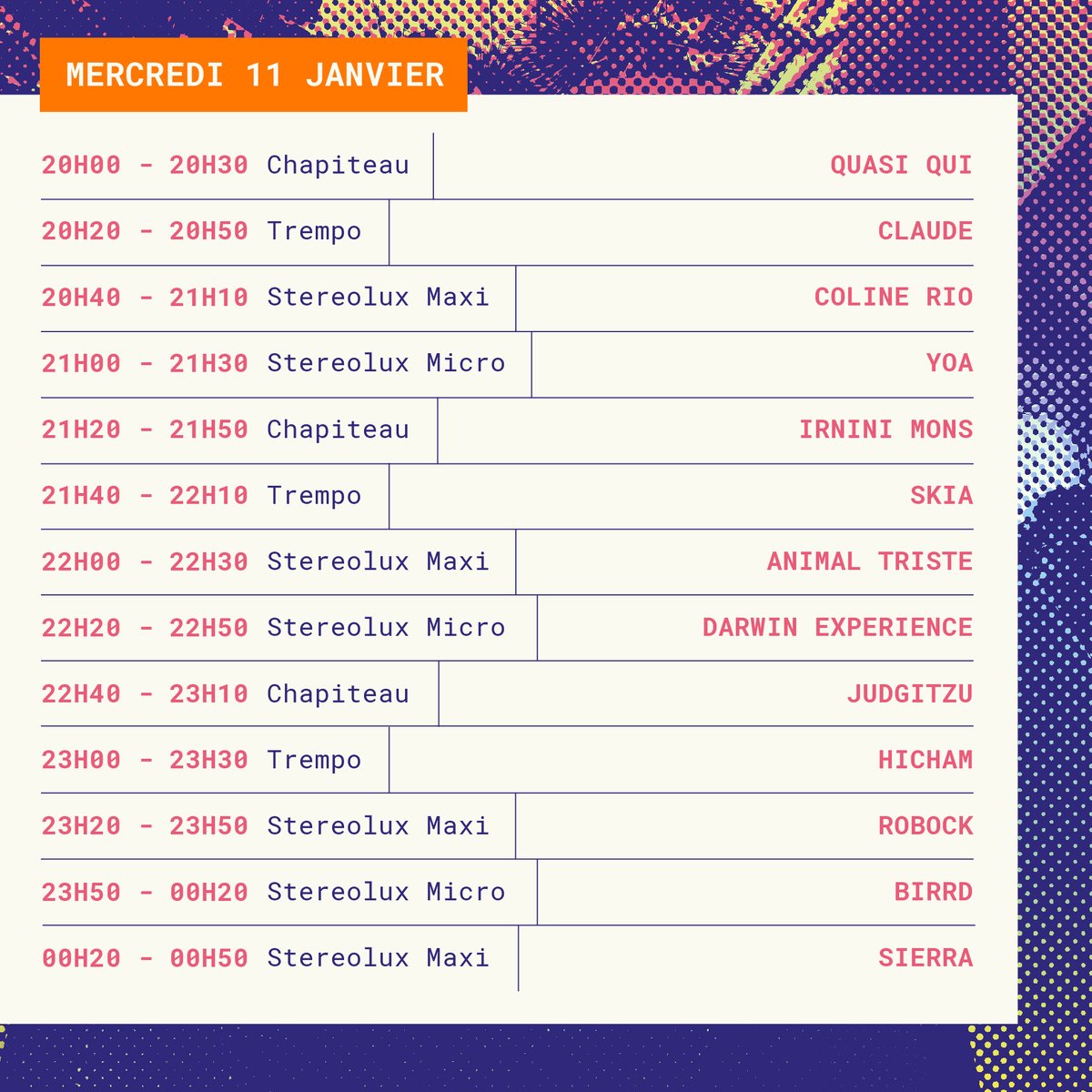 BiseFestival's tweet photo. Les horaires de la programmation sont là, rien que pour vous ! 🕘

Vous allez pouvoir organiser vos soirées de mardi et mercredi pour ne louper aucun•e de vos artistes préféré•es 👩‍❤️‍👨

La programmation du festival est sur notre site, plus d’excuses 💋 : https://t.co/OORjeVXI1x https://t.co/anVA3tNGDJ